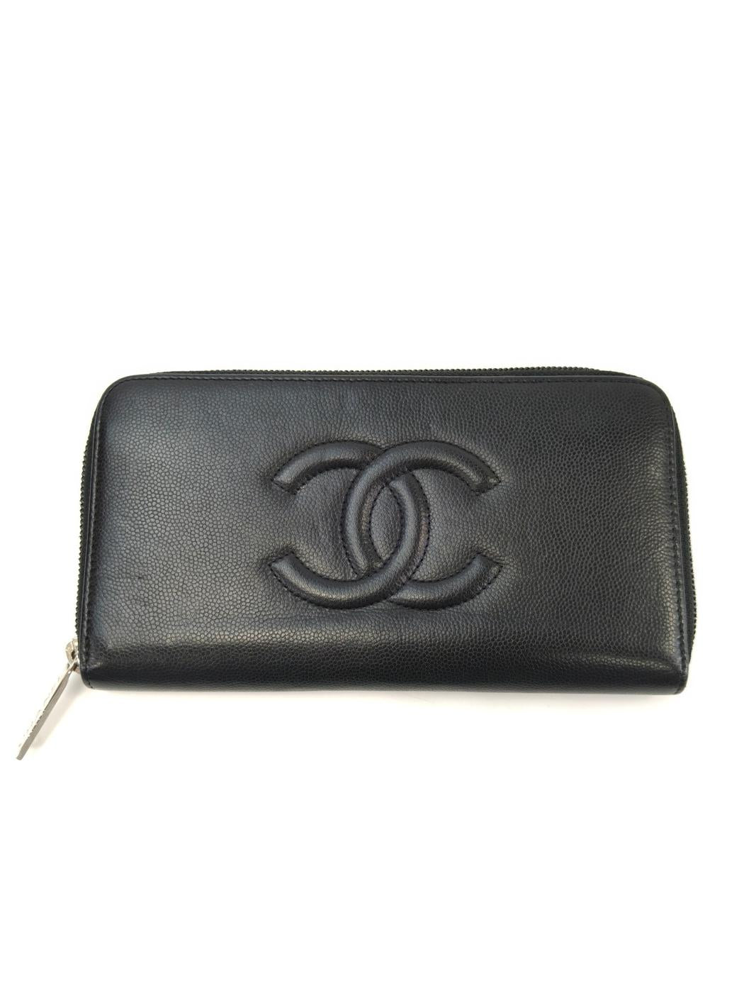 CHANEL シャネル ココマーク ラウンドファスナー 長財布 キャビアスキン ブラック 管理番号：11189