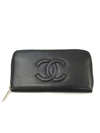 CHANEL シャネル ココマーク ラウンドファスナー 長財布 キャビアスキン ブラック 管理番号：11189