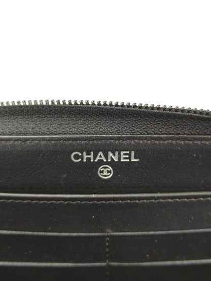 CHANEL シャネル ココマーク ラウンドファスナー 長財布 キャビアスキン ブラック 管理番号：11189