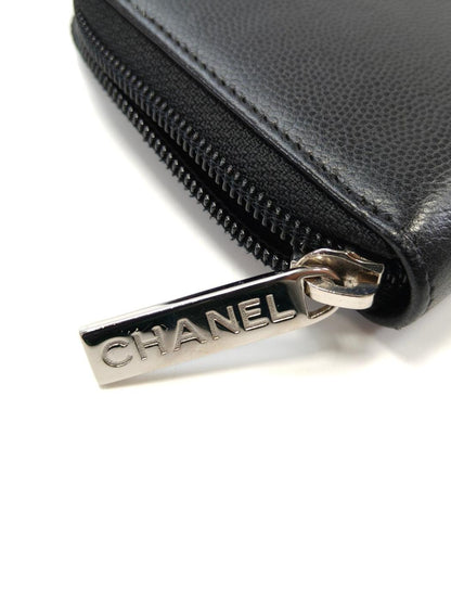 CHANEL シャネル ココマーク ラウンドファスナー 長財布 キャビアスキン ブラック 管理番号：11189