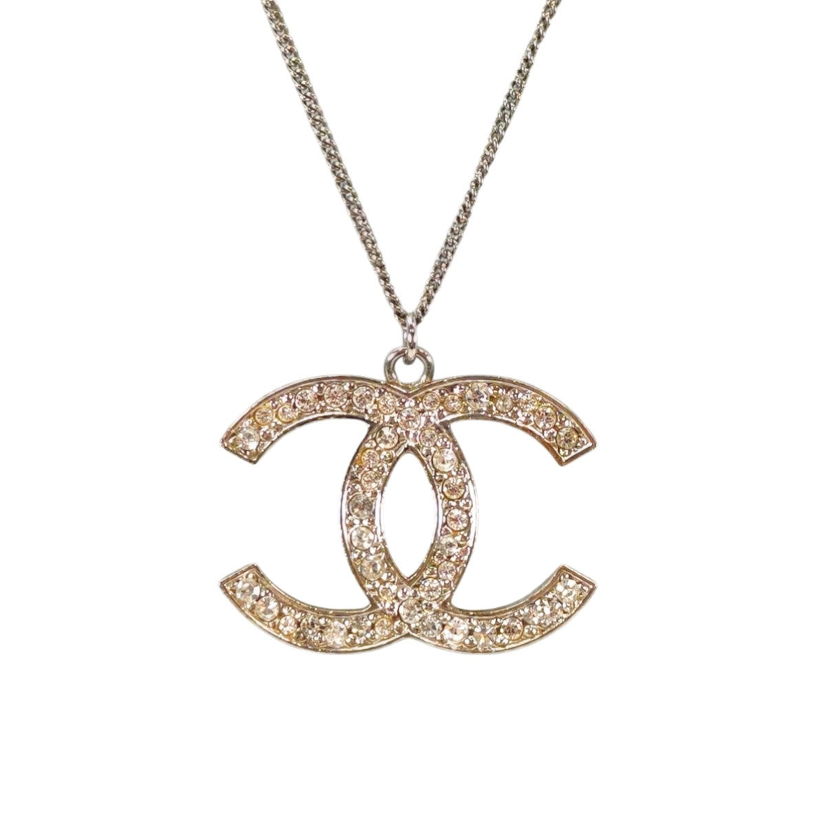 CHANEL シャネル ココマーク ラインストーン ネックレス シルバー 管理番号：11210