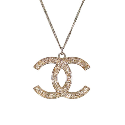 CHANEL シャネル ココマーク ラインストーン ネックレス シルバー 管理番号：11210