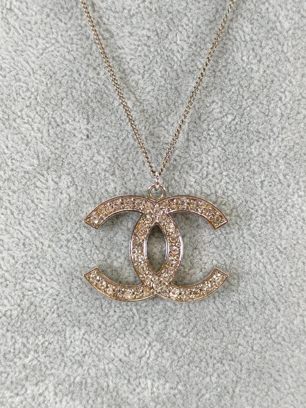 CHANEL シャネル ココマーク ラインストーン ネックレス シルバー 管理番号：11210