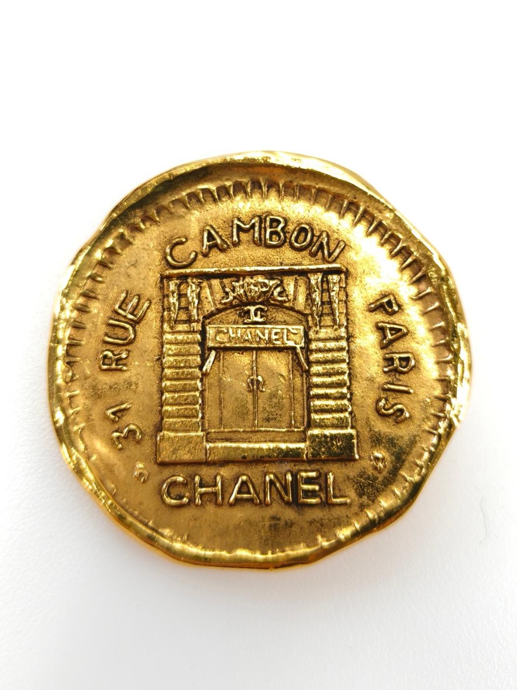 CHANEL シャネル カンボン メダル ブローチ ゴールド 管理番号：11217
