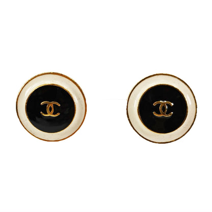 CHANEL シャネル ココマーク ラウンド イヤリング 96P ゴールド×ブラック 管理番号：11226