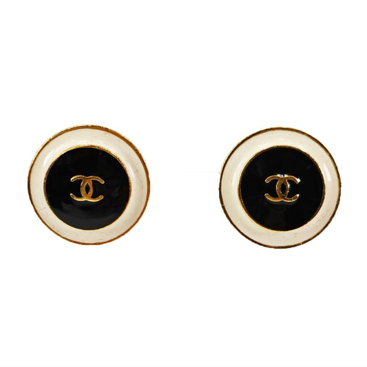 CHANEL シャネル ココマーク ラウンド イヤリング 96P ゴールド×ブラック 管理番号：11226