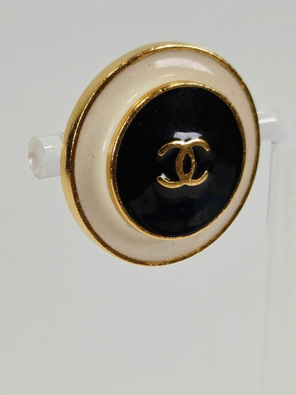 CHANEL シャネル ココマーク ラウンド イヤリング 96P ゴールド×ブラック 管理番号：11226