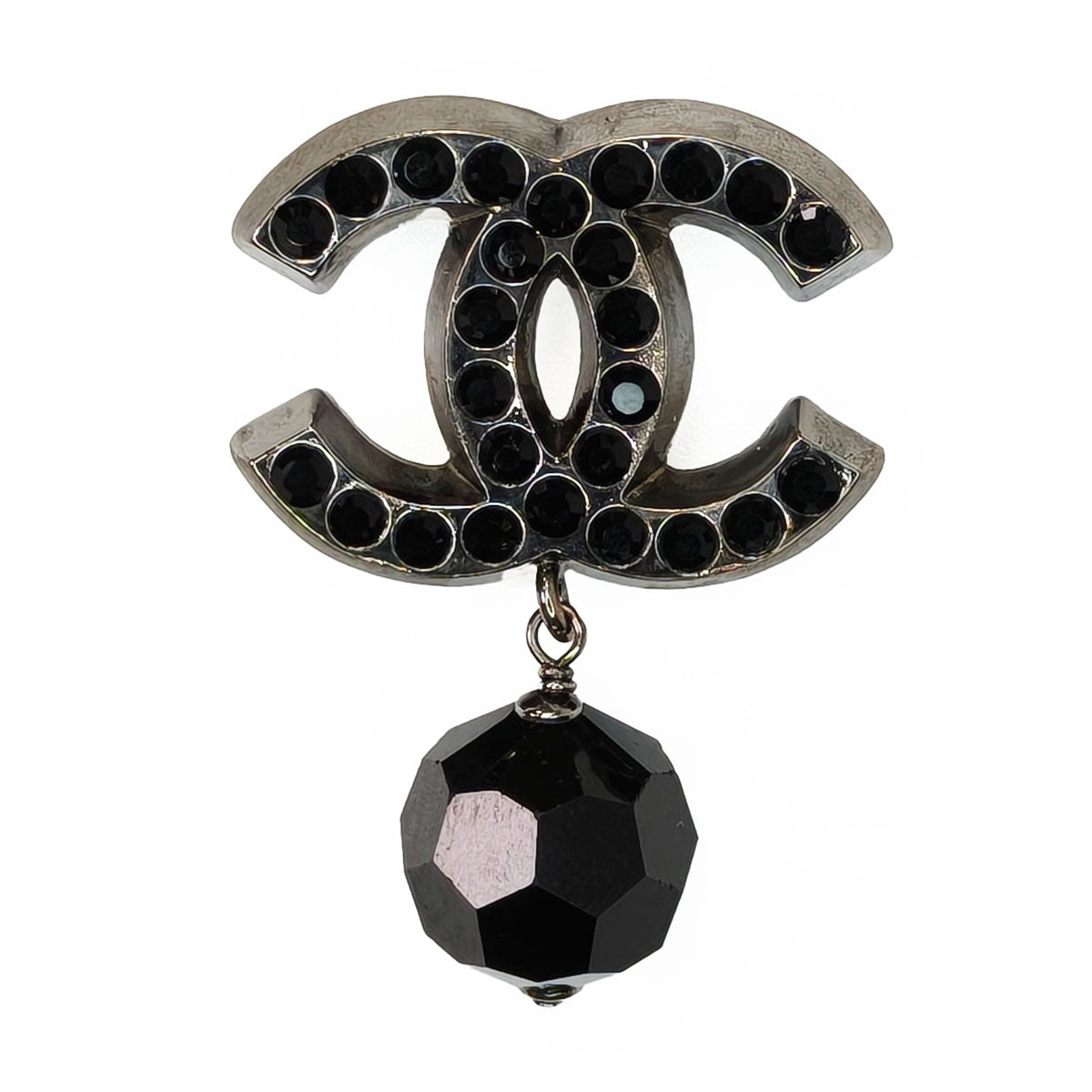 CHANEL シャネル ココマーク ラインストーン ブローチ ブラック 管理番号：11229