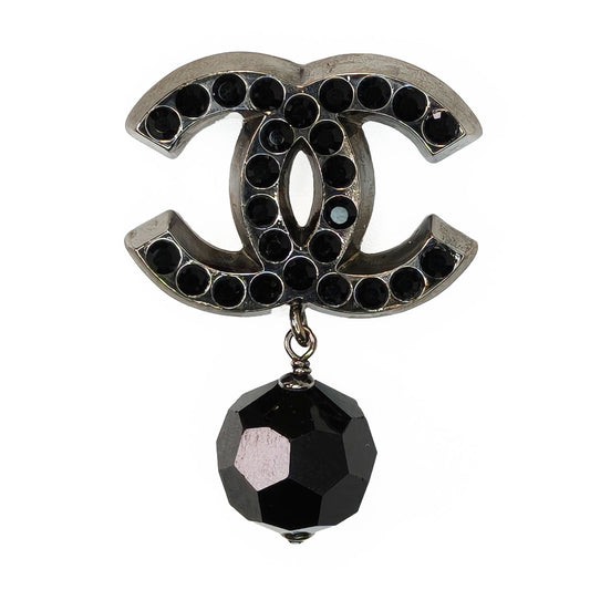 CHANEL シャネル ココマーク ラインストーン ブローチ ブラック 管理番号：11229