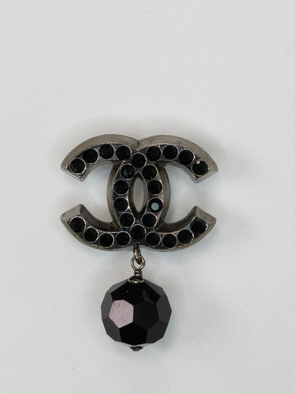 CHANEL シャネル ココマーク ラインストーン ブローチ ブラック 管理番号：11229