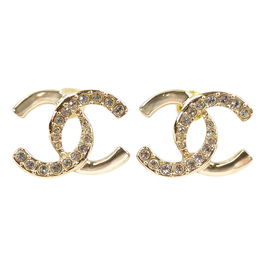 CHANEL シャネル ココマーク ラインストーン ピアス ゴールド 管理番号：11253