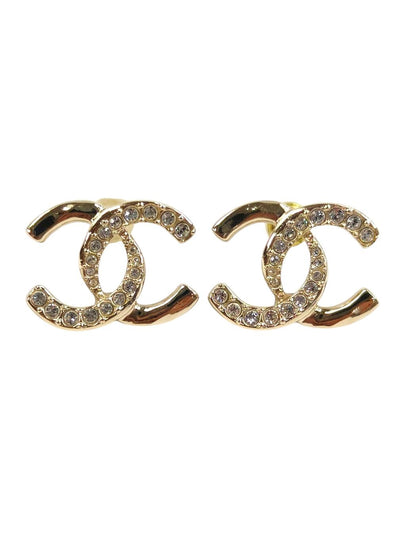 CHANEL シャネル ココマーク ラインストーン ピアス ゴールド 管理番号：11253