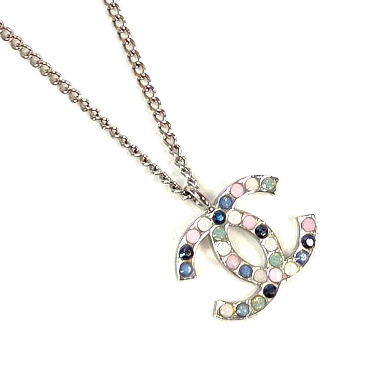 CHANEL シャネル ココマーク カラーストーン ネックレス シルバー 管理番号：11287