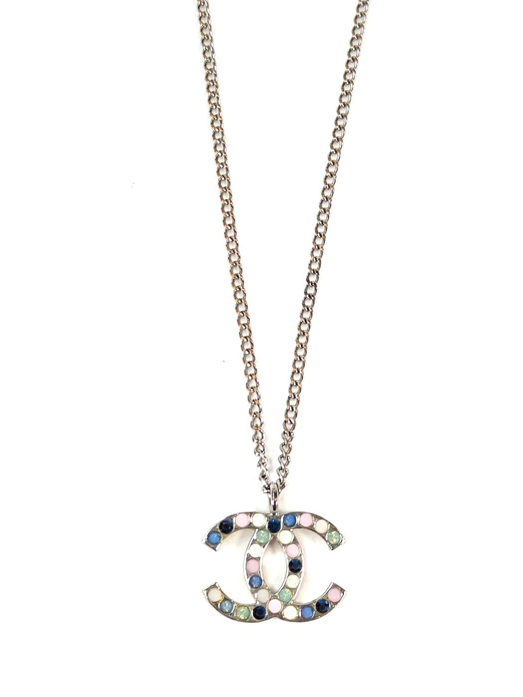 CHANEL シャネル ココマーク カラーストーン ネックレス シルバー 管理番号：11287