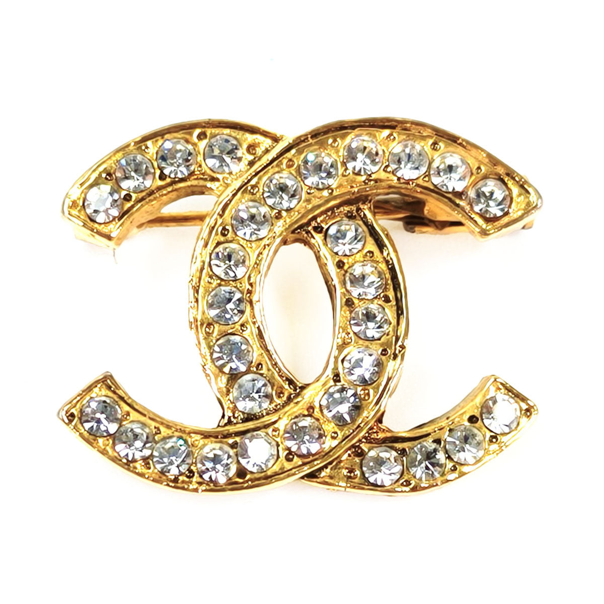 CHANEL シャネル ラインストーン ブローチ ゴールド 管理番号：11300