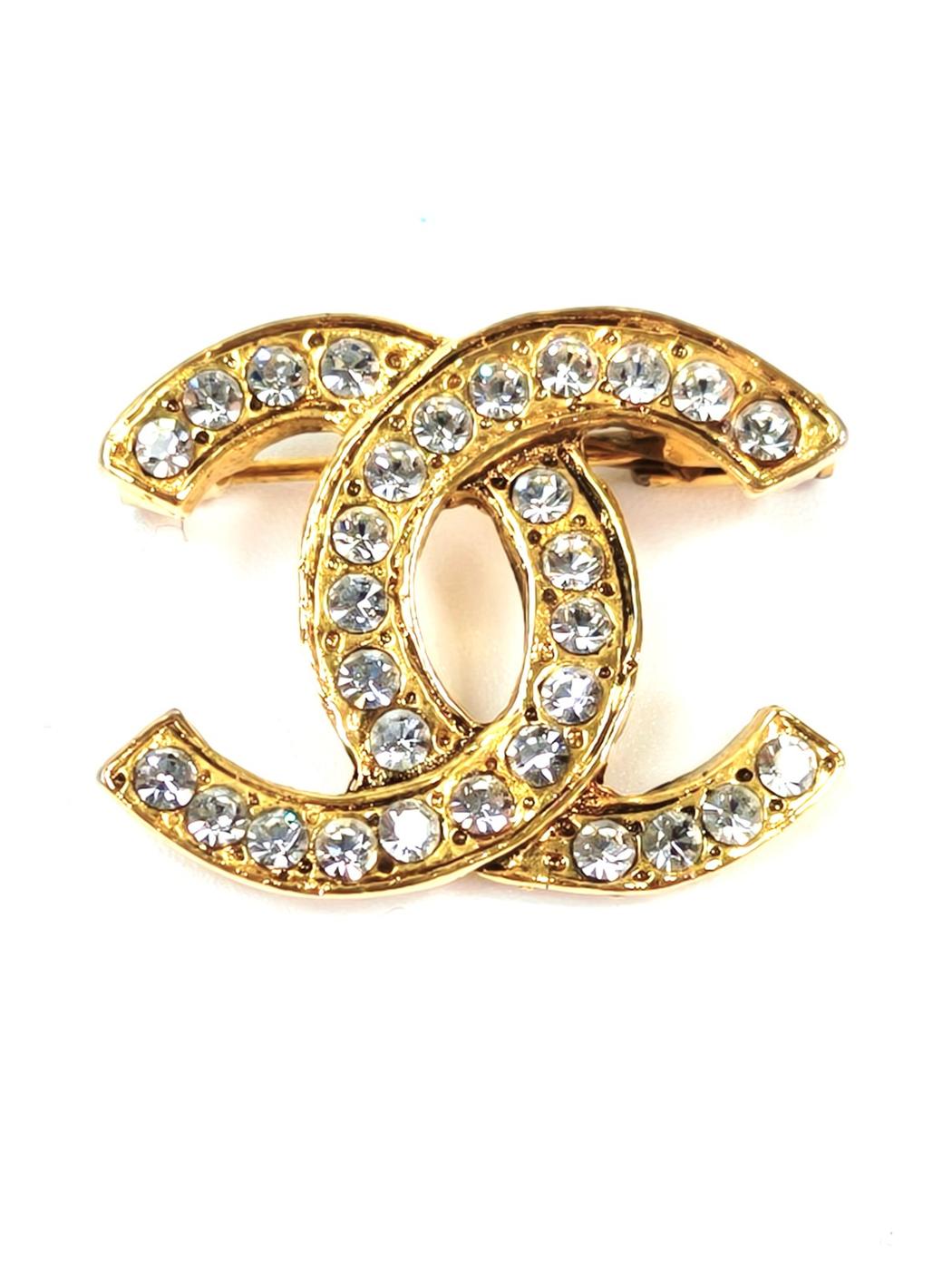 CHANEL シャネル ラインストーン ブローチ ゴールド 管理番号：11300