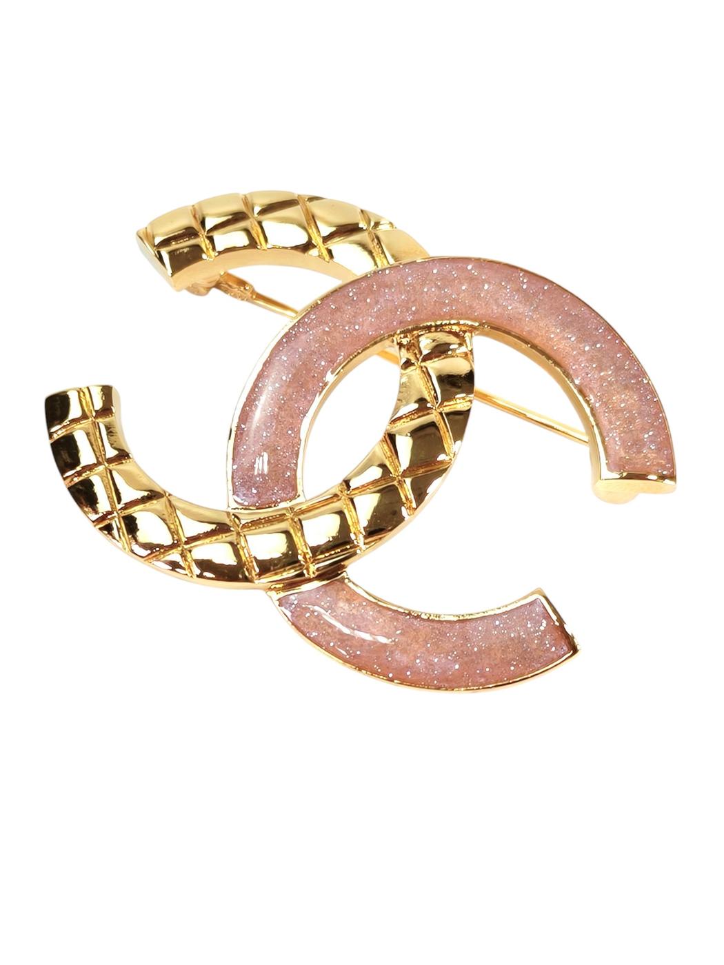 CHANEL シャネル ココマーク ブローチ コメ有 ピンク×ゴールド 管理番号：11302