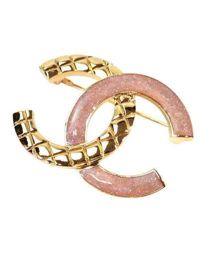 CHANEL シャネル ココマーク ブローチ コメ有 ピンク×ゴールド 管理番号：11302