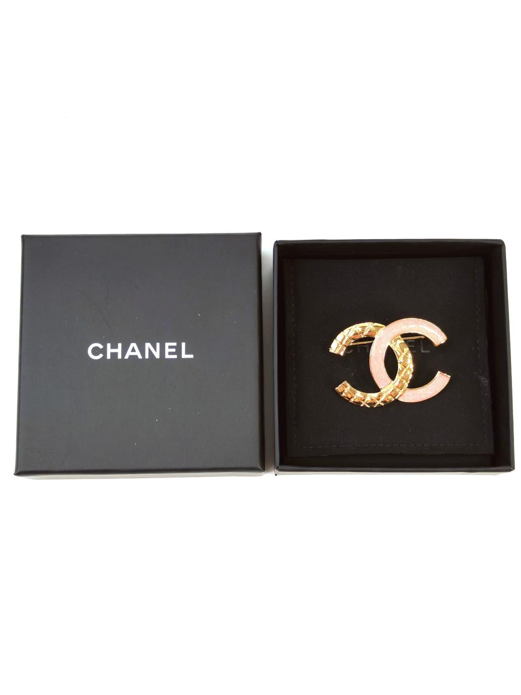 CHANEL シャネル ココマーク ブローチ コメ有 ピンク×ゴールド 管理番号：11302
