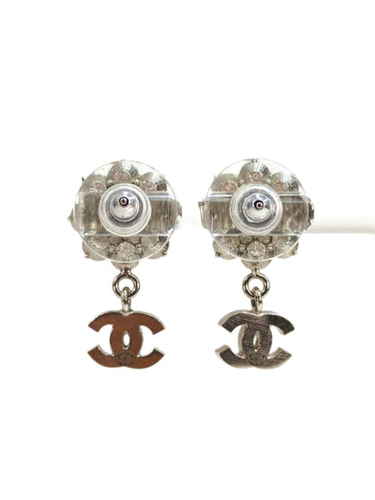 CHANEL シャネル ココマーク ラインストーン ピアス シルバー 管理番号：11321
