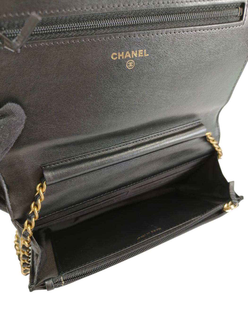 CHANEL ボーイシャネル キャビアスキン ショルダーバッグ ブラック×ゴールド 管理番号：11327