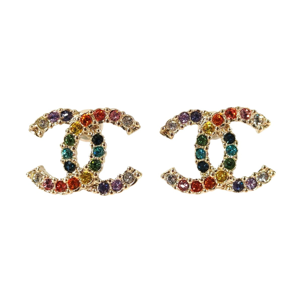 CHANEL シャネル ココマーク ラインストーン ピアス マルチカラー 管理番号：11346
