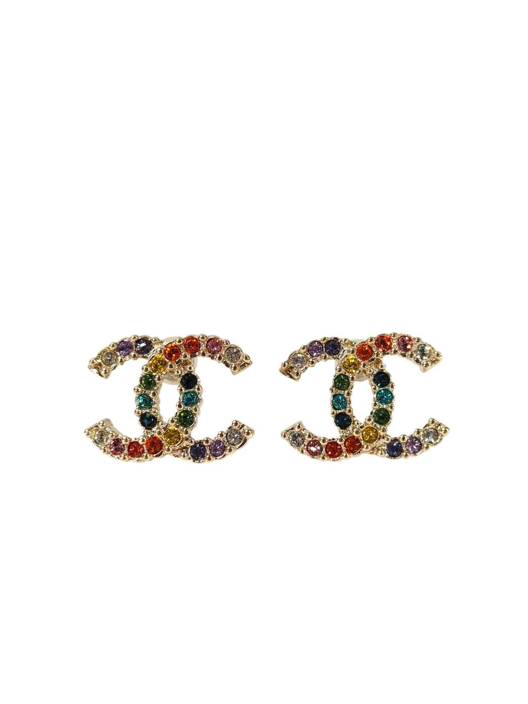 CHANEL シャネル ココマーク ラインストーン ピアス マルチカラー 管理番号：11346