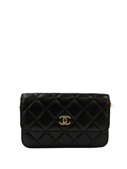CHANEL シャネル マトラッセ パール チェーンウォレット ラムスキン ブラック 管理番号：11356