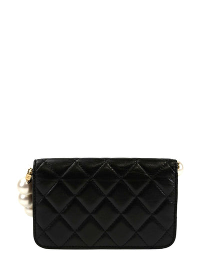 CHANEL シャネル マトラッセ パール チェーンウォレット ラムスキン ブラック 管理番号：11356