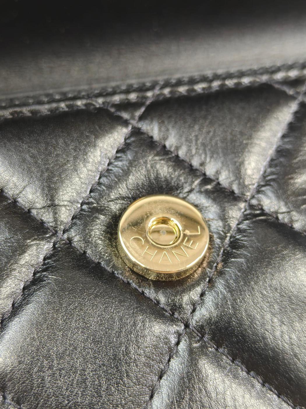 CHANEL シャネル マトラッセ パール チェーンウォレット ラムスキン ブラック 管理番号：11356