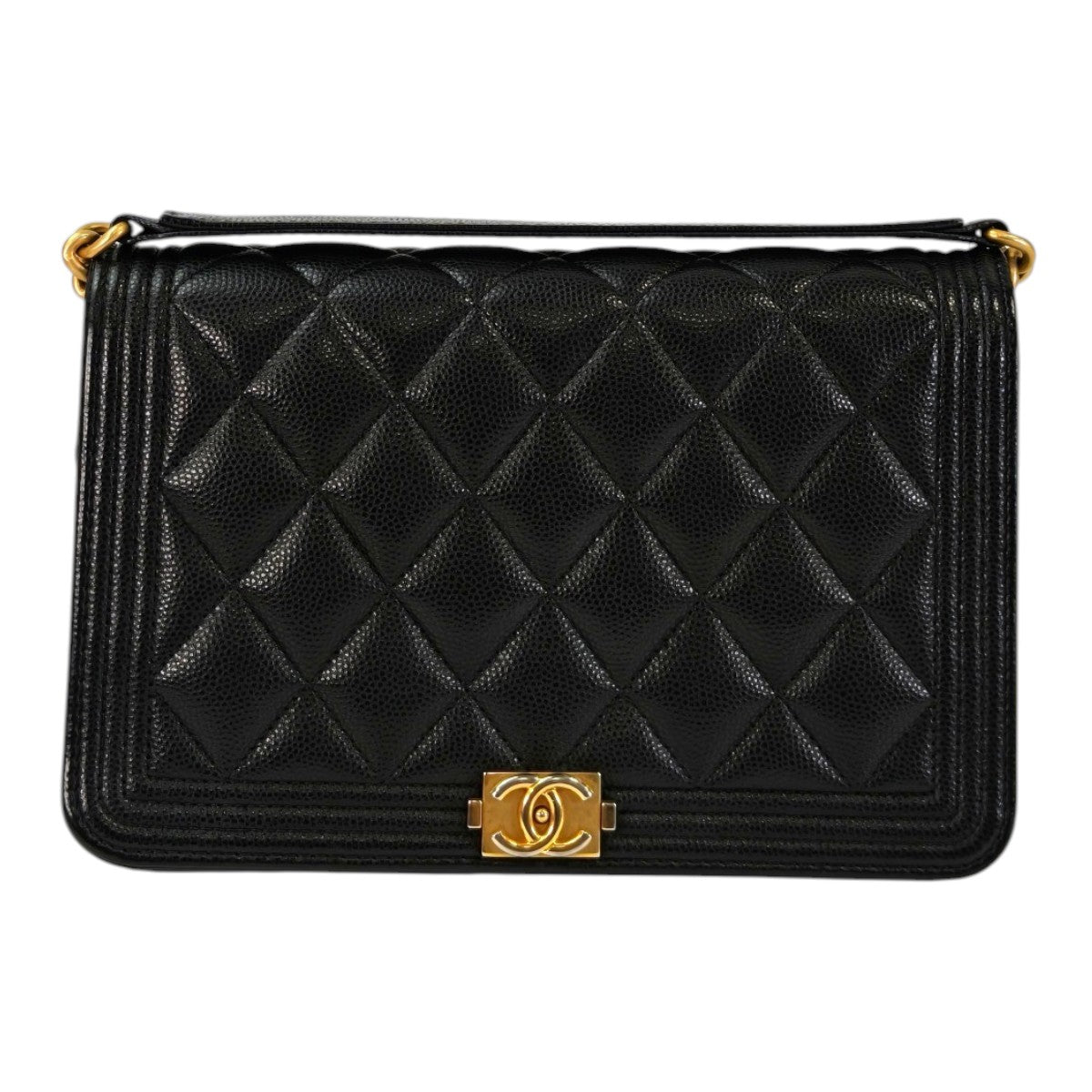 CHANEL ボーイシャネル チェーン ウォレット キャビアスキン 黒×金 管理番号：11363