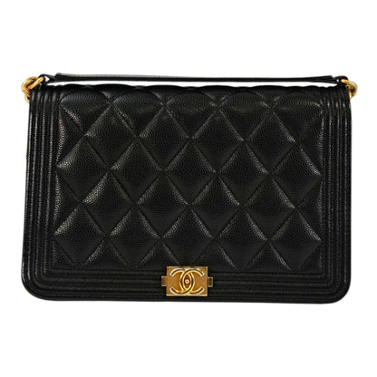 CHANEL ボーイシャネル チェーン ウォレット キャビアスキン 黒×金 管理番号：11363
