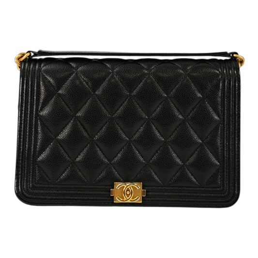 CHANEL ボーイシャネル チェーン ウォレット キャビアスキン 黒×金 管理番号：11363