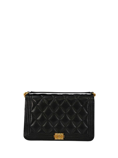 CHANEL ボーイシャネル チェーン ウォレット キャビアスキン 黒×金 管理番号：11363