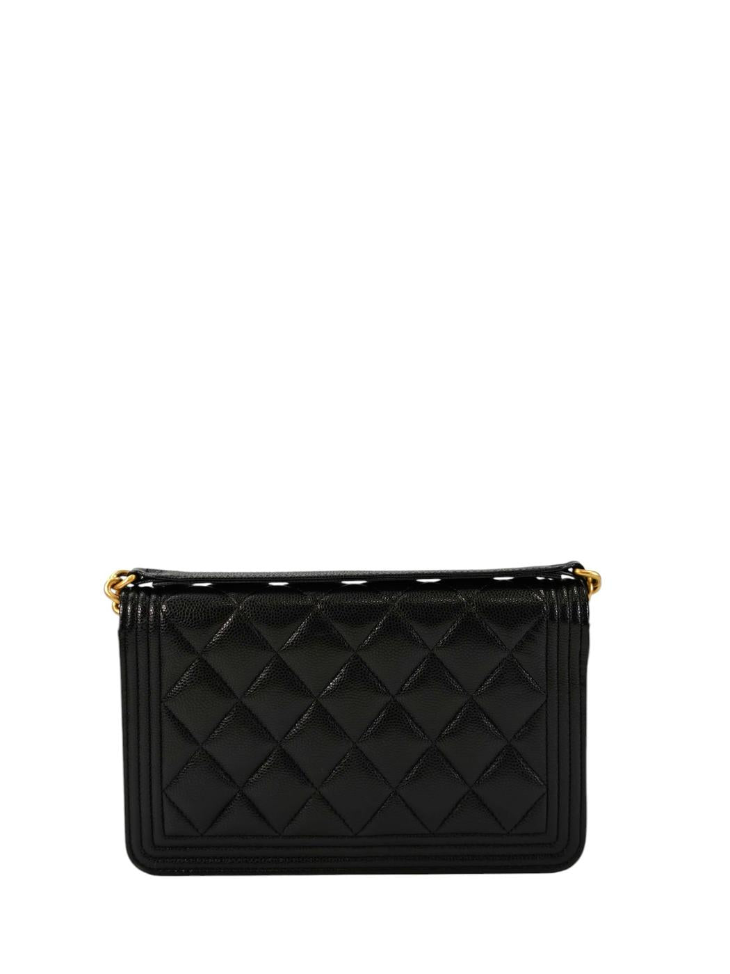 CHANEL ボーイシャネル チェーン ウォレット キャビアスキン 黒×金 管理番号：11363