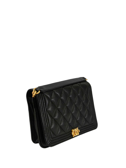 CHANEL ボーイシャネル チェーン ウォレット キャビアスキン 黒×金 管理番号：11363