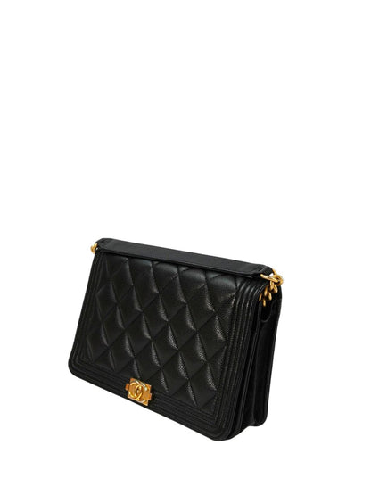 CHANEL ボーイシャネル チェーン ウォレット キャビアスキン 黒×金 管理番号：11363