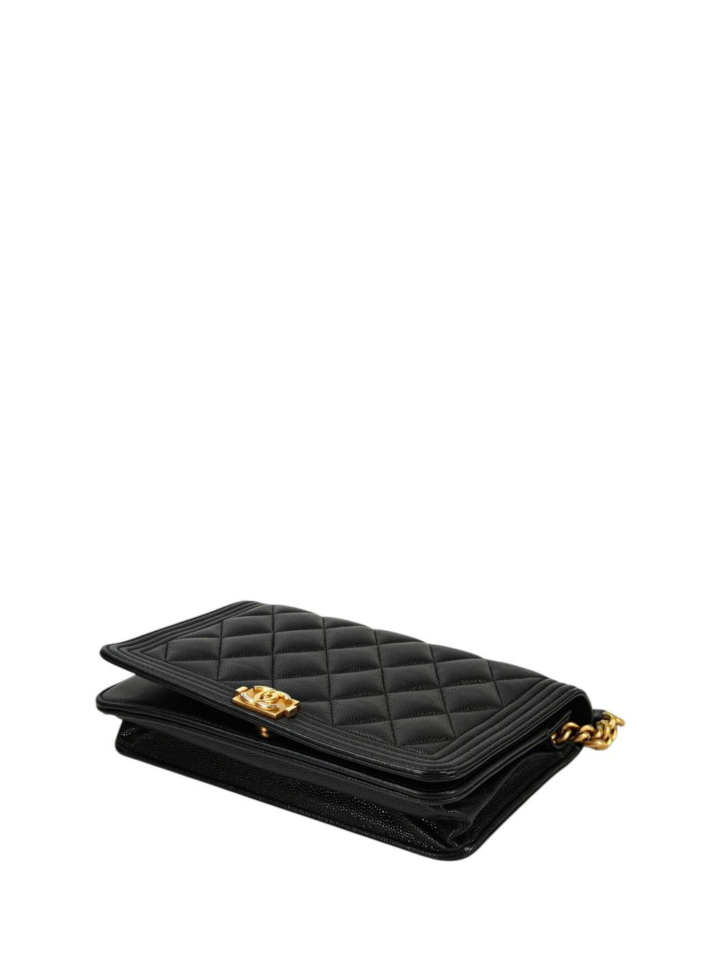 CHANEL ボーイシャネル チェーン ウォレット キャビアスキン 黒×金 管理番号：11363