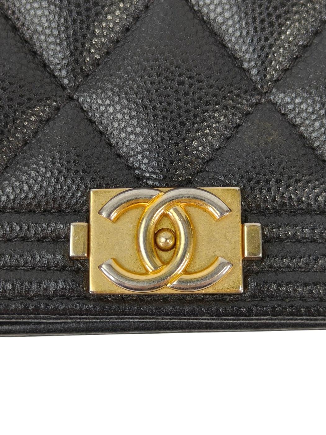 CHANEL ボーイシャネル チェーン ウォレット キャビアスキン 黒×金 管理番号：11363