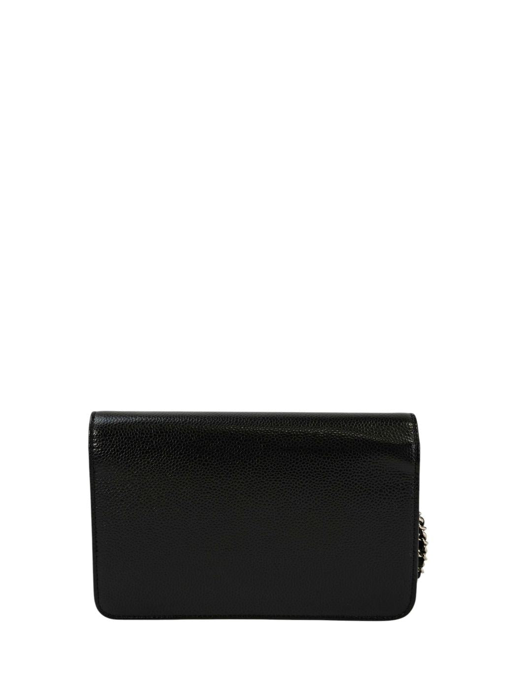 CHANEL シャネル キャビアスキン チェーン ウォレット 黒×銀 管理番号：11366