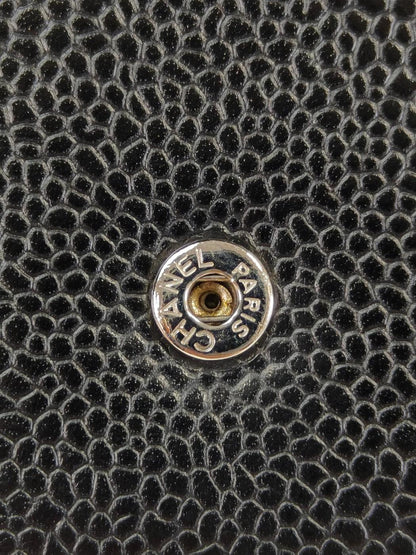 CHANEL シャネル キャビアスキン チェーン ウォレット 黒×銀 管理番号：11366