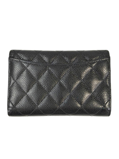 CHANEL シャネル ココマーク マトラッセ 三つ折り財布 ブラック 管理番号：11402