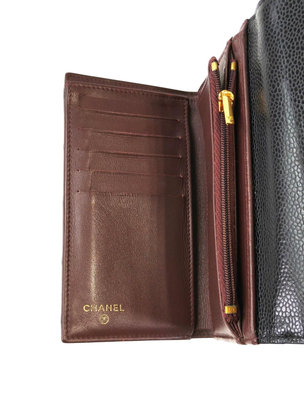 CHANEL シャネル ココマーク マトラッセ 三つ折り財布 ブラック 管理番号：11402