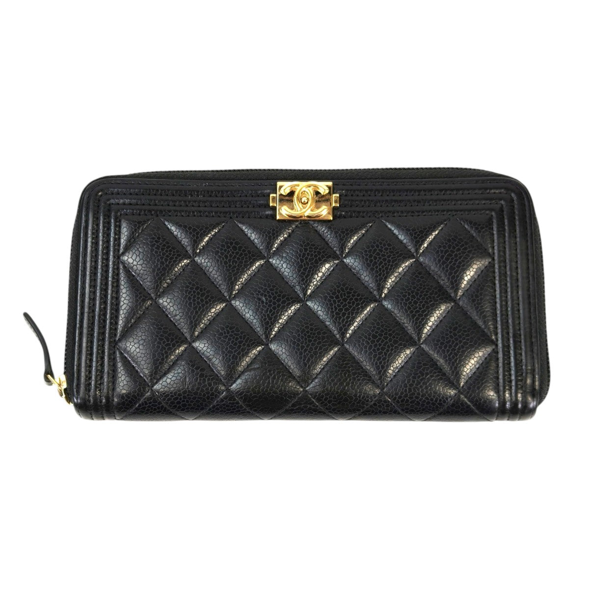 CHANEL シャネル ボーイシャネル ラウンドファスナー 長財布 ブラック 管理番号：11403