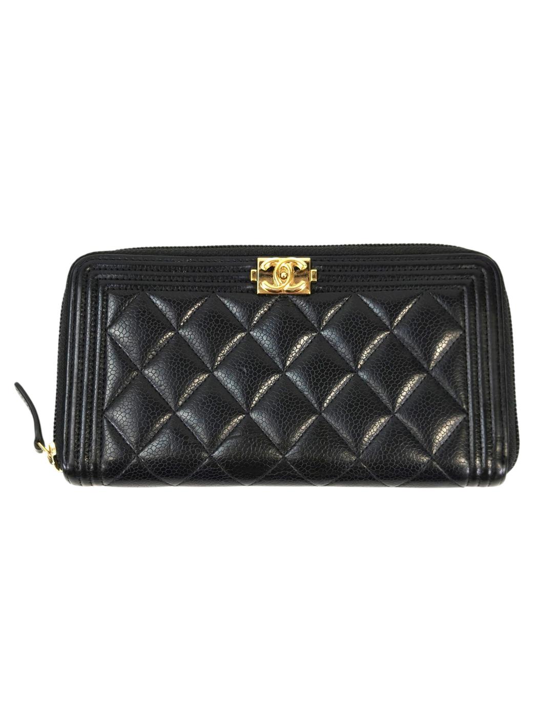 CHANEL シャネル ボーイシャネル ラウンドファスナー 長財布 ブラック 管理番号：11403