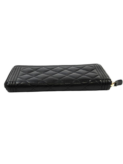 CHANEL シャネル ボーイシャネル ラウンドファスナー 長財布 ブラック 管理番号：11403