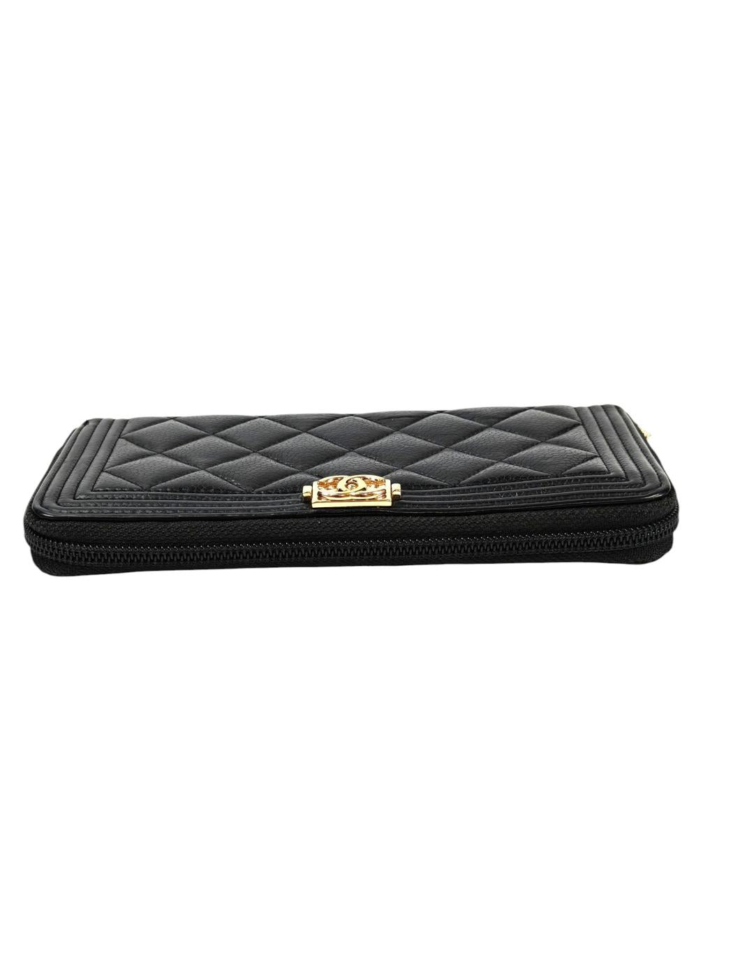 CHANEL シャネル ボーイシャネル ラウンドファスナー 長財布 ブラック 管理番号：11403