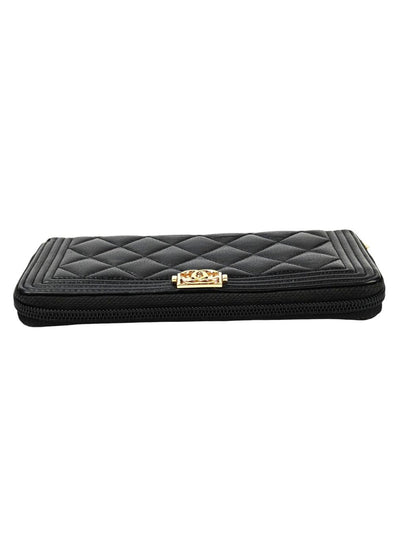 CHANEL シャネル ボーイシャネル ラウンドファスナー 長財布 ブラック 管理番号：11403