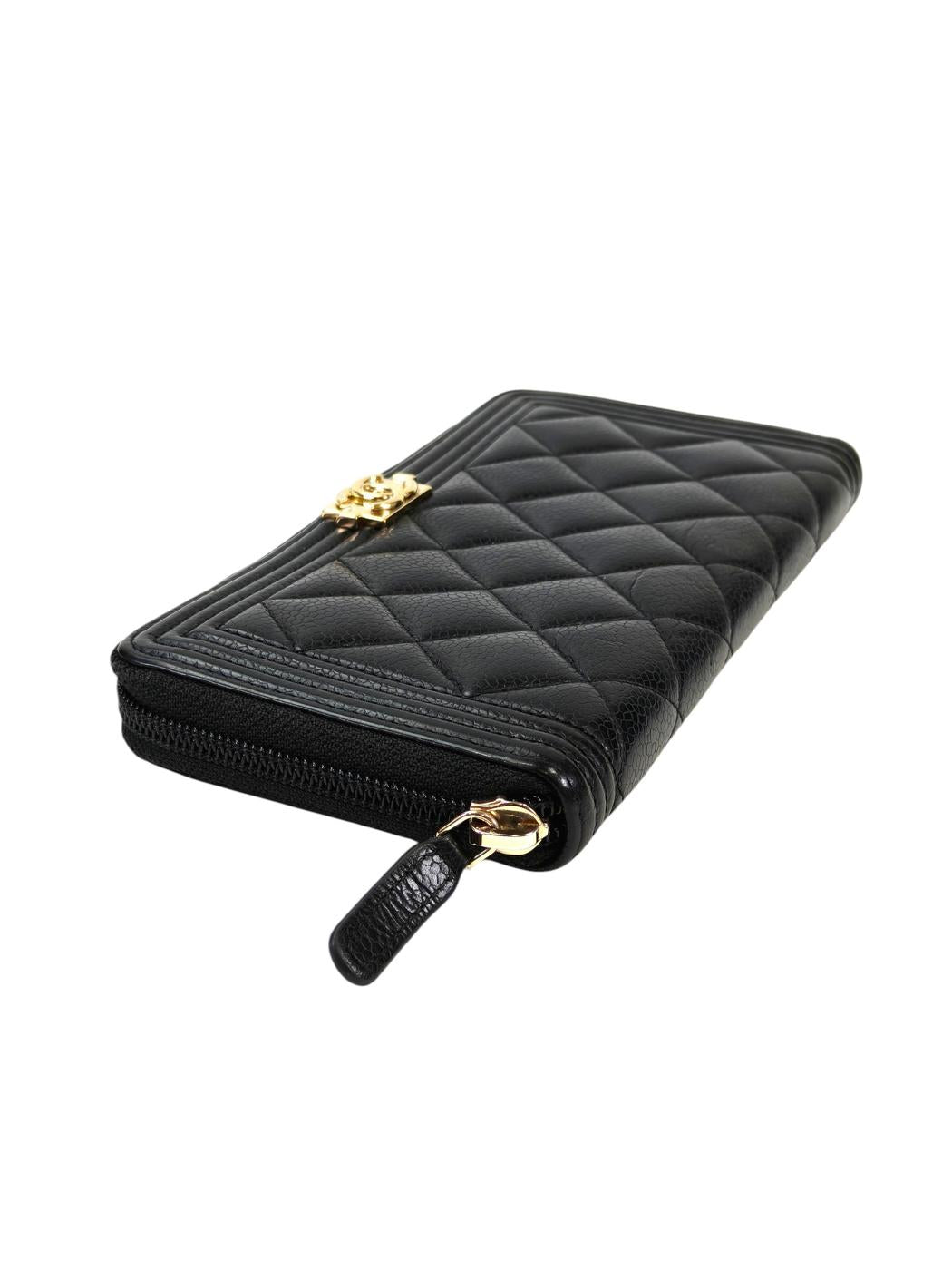 CHANEL シャネル ボーイシャネル ラウンドファスナー 長財布 ブラック 管理番号：11403