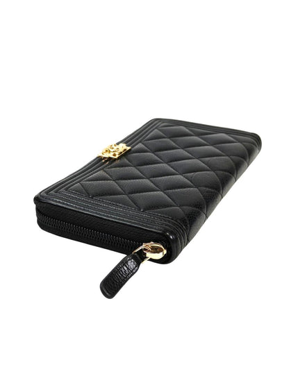 CHANEL シャネル ボーイシャネル ラウンドファスナー 長財布 ブラック 管理番号：11403